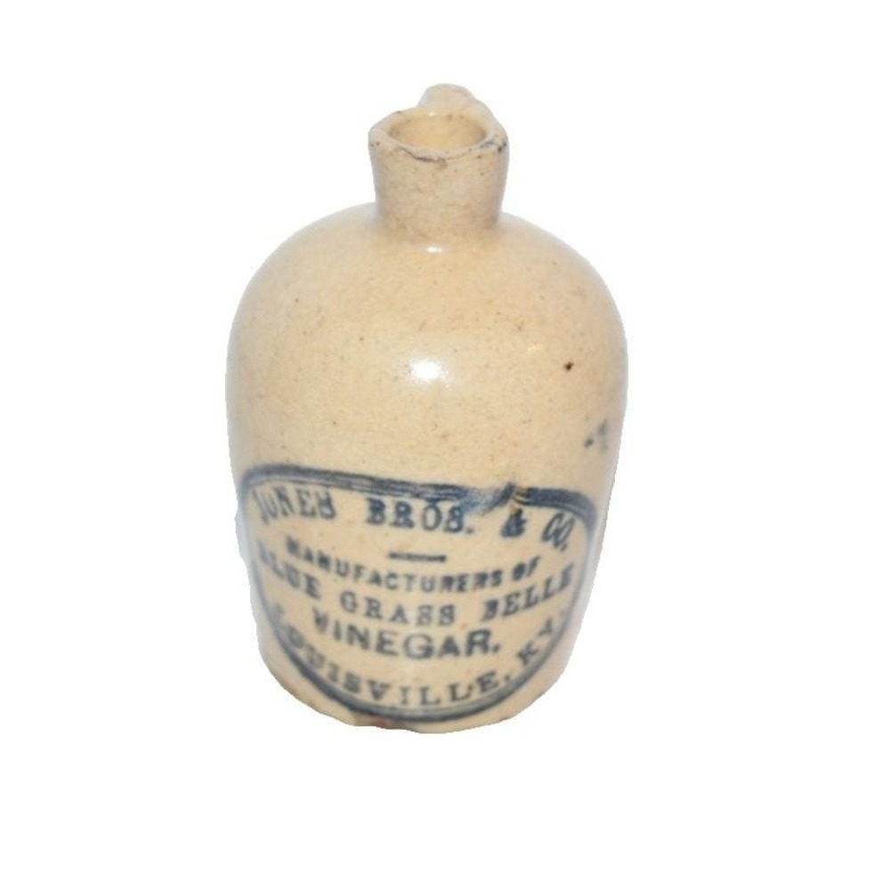 Vtg Jones Bros &Co Blue Grass Belle Vinegar Louisville, KY Mini Jug Stoneware